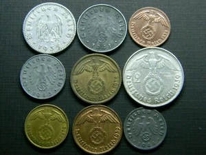 9 COIN LOT 1935-1945: WW2 GERMAN THIRD REICH 2 REICHSMARK SILVER - Picture 1 of 4