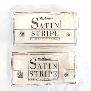 Vtg Satin Stripe Dinner Napkins Polyester Set Of 8 Town & Country Linen Formal - Picture 1 of 4