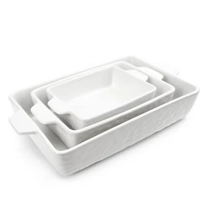 KitchenTour Ceramic Bakeware Set Rectangular Baking Dish Casserole Lasagna Pan - Picture 1 of 6