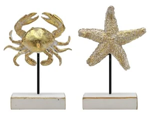Aufsteller Krabbe Krebs Seestern Gold Weiß Tischdeko Maritime Deko 22 cm - Bild 1 von 5