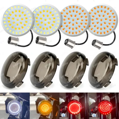 1157 LED Turn Signal Lights Smoke Lens For Harley Touring Sportster Softail Dyna - Image 1 of 4
