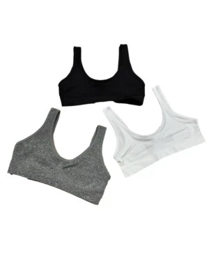 Бюстгальтеры Hanes для девочек молодежные XL упаковка 3 шт. - белые, серые, черные - Изображение 1 из 4