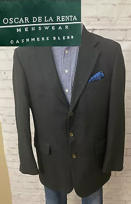 Oscar De La Renta 44L Jacket Blazer Sport Coat Green Cashmere Old Money - Image 1 of 4