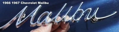 1966 1967 Chevrolet Malibu Chrome Script Emblem OEM GM 7583539 - Image 1 of 4