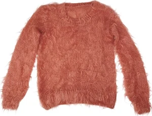 SALMON PINK MOHAIR SWEATER COBAIN VINTAGE SHAG FUZZY WOOL GRUNGE ROCKABILLY MOD - Picture 1 of 12