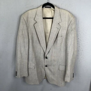 John Weitz Blazer Mens 46R Gray Tan Houndstooth 100% Silk Jacket Sport Coat - Picture 1 of 20