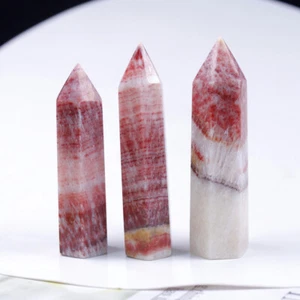 7-10cm Natural Rhodochrosite Quartz Obelisk Crystal Wand Hexagonal Point Healing - Picture 1 of 12