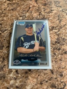 Max Walla Signed 2010 Bowman Chrome Rc Milwaukee Brewers