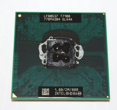INTEL CORE 2 DUO DUAL MOBILE CPU T7100--1.8mhz/2M/800mhz LAPTOP PROCESSOR #SLA4A - Image 1 of 2