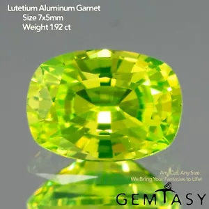 Cut stone - LuAG Lutetium Aluminum Garnet Yellow lab grown, Cushion 7x5mm 1.92ct - Picture 1 of 5