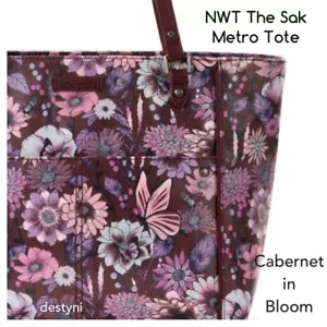 NWT The SAK Sakroots Cabernet In Bloom Purple Artist Circle METRO Tote Purse Bag - Picture 1 of 5