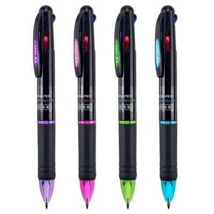 4 Pack Multicolor Ballpoint Pens 4-in-1 0.7mm Colored Retractable Ballpoint G... - Picture 1 of 7