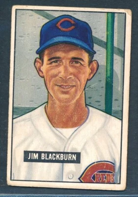 1951 Bowman #287: JIM BLACKBURN Cincinnati Reds HIGH # SP ~ GOOD to GOOD+ - Image 1 of 2