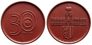 DDR Dresden Medaille Porzellan, 30 Jahre Deutsches Rotes Kreuz der DDR 1952-1982 - Picture 1 of 5
