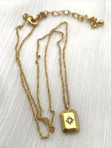 Dainty 17-19" Adjustable Necklace with Rectangle Starburst Pendant - Picture 1 of 12
