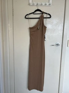 BWLDR MIDI Dress Brown Asymmetrical Neckline - Picture 1 of 5