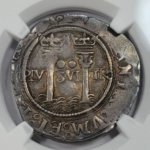 1554-1556 Mexico Cob 2 Reales NGC AU50 Carlos & Joanna Original *M12 - Picture 1 of 5