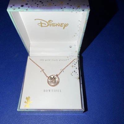 #A73 Collar Pajarita Madreperla Imitación Chapado en Oro Rosa Minnie Mouse Disney Foto 1 de 4