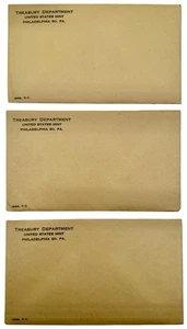 3 x 1963 United States Mint Silver Proof Set 5 Coins Total Original Envelopes - Picture 1 of 6