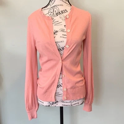 LOFT Light Coral-Peach Button Front Cardigan Sweater Women’s XS Extra Small Foto 1 de 4