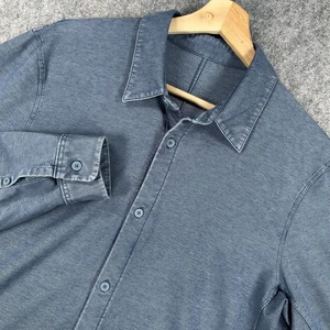 Lululemon Commission Shirt Mens Large Blue Chambray Button Down Casual - Picture 1 of 14