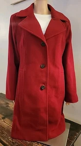 Anne Klein Coat Wool Cashmere Blend Red Overcoat Coat Lined Womens Size 16 - Picture 1 of 15