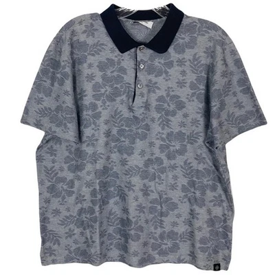 NUEVO SIN ETIQUETAS GRAN SASSO Polo Hombres 52/L ITALIA Floral Gris Azul Marino Cuello Manga Corta Foto 1 de 4