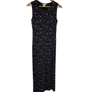 Vintage Maxi Dress Womens M Y2K 90s Fairy Grunge Goth Ditsy Floral Black Phoebe - Picture 1 of 10