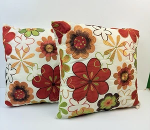 Pier 1 Imports- Set of 2 Boho Floral Decorative Throw Pillows - Picture 1 of 7