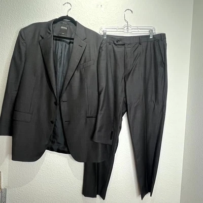 Мужской костюм Ermenegildo Zegna Trofeo 58R темно-серый шерстяной с вырезом на лацкане для официальных деловых мероприятий - Изображение 1 из 4