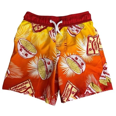 Maruchan Ramen Boys Palms Graphic Swim Shorts XS 4-5 New - Image 1 of 4