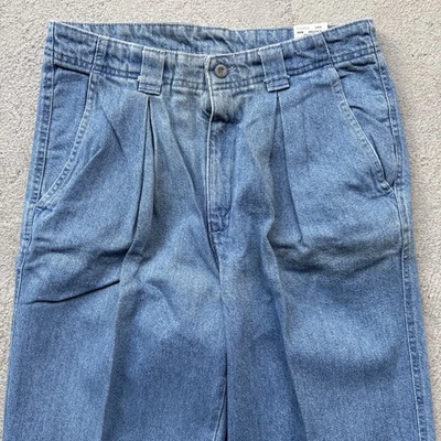 Deadstock 80s Dockers Jeans Mens 31x34 Pleated Denim Levi’s Straight Fit Vintage - Image 1 of 4