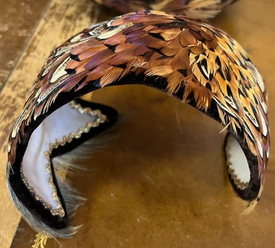 Diadema de pluma de faisán real medio sombrero vintage años 50 tocado Foto 1 de 4