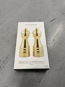 Williams Sonoma 7” Brass Salt And Pepper Mills Shaker Set Of 2 Made In Italy - Picture 1 of 5