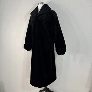 Vintage Monterey Fashions Coat Womans Black 16 A Faux Fur Lined Long Elegant - Picture 1 of 20
