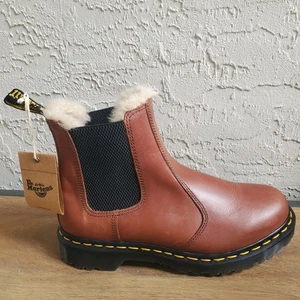 Botas Chelsea Dr Martens Leonore Forradas de Piel Sintética para Mujer 8 Cuero Marrón Combate Z - Imagen 1 de 16