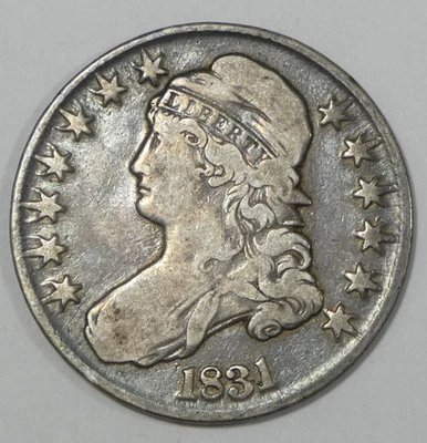 Medio dólar busto tapado/borde con letras 1831 MUY FINO plata 50c Foto 1 de 4