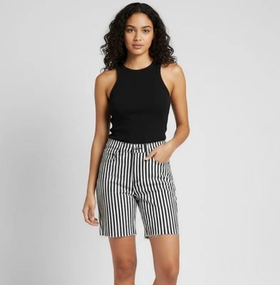 Pantalones Cortos Rag & Bone New York Tiro Alto Talla 24 EE. UU. 0-2 Blanco y Negro Foto 1 de 4