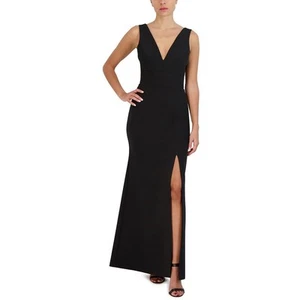 BCBGMAXAZRIA Womens Black Maxi V-Neck Open Back Evening Dress Gown 10 BHFO 5311 - Picture 1 of 2