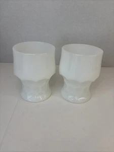 2 Count Vintage White Milk Glass Honeycomb Heavy Glass Tumblers 4" - Picture 1 of 4