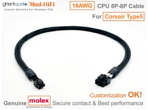 ⚡️UPgrading-16AWG CPU 8-Pin Cable for Corsair Type5 - 📏70cm / 27 inch, black - Picture 1 of 7