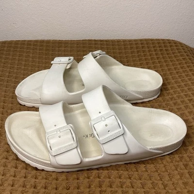 Sandalias Birkenstock Eva Arizona para mujer talla 38 EE. UU. 7 blancas doble correa impermeables Foto 1 de 4