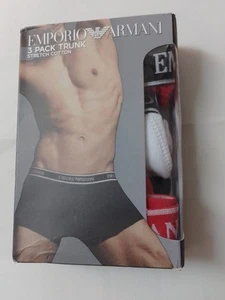 Emporio Armani 3 pack stretch cotton trunks medium mens underwear new unopened - Picture 1 of 2
