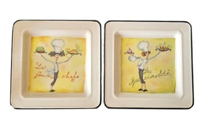 BRUNELLI La Femme Chef 2 platos de ensalada/postre 7,75” cuadrados hechos en Italia - Imagen 1 de 15