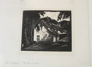 Herbert Pullinger: "The Cottage - Wisters Woods" 1924 Original Signed Woodcut - Picture 1 of 4