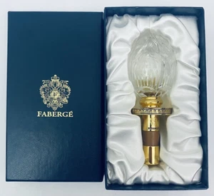 Tapón de botella de vino de cristal Fabergé en caja original grabado huevo de Alemania EXCELENTE - Imagen 1 de 20