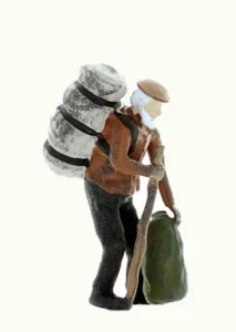 old HOBO with his packs and wooden walking stick O scale FINISHED figure - Picture 1 of 1