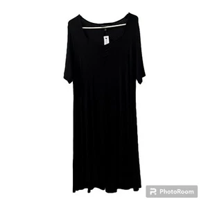 Lane Bryant Womens Black Rayon Spandex Blend Short Sleeve Midi Dress Size 14/16 - Picture 1 of 14