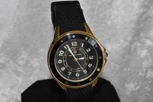 Adrienne Vittadini Sport Watch AD9855 New Battery BLACK/GOLD Silicone Band Mens - Picture 1 of 5