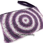 New Y2K VTG Spiral Circle Purple Pink Glass Seed Bead Coin Purse Wallet Wristlet